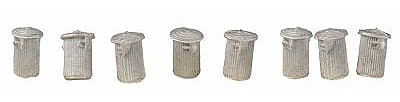 N-Scale-Arch Trash Cans w/Lids - pkg(8) HO Scale Model Railroad Building Accessory #20049