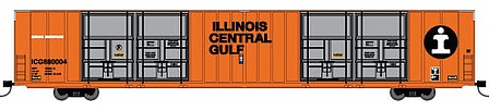 Trainworx Thrall 86 Hi-Cube Quad-Door Auto Parts Boxcar - Ready to Run Illinois Central Gulf #680006 (orange, black, silver) - N-Scale