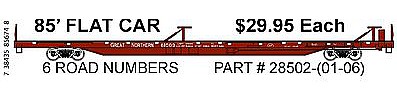 Trainworx PS 85 Flatcar Straight Sill Great Northern #61000 N Scale Model Train Freight Car #2850201
