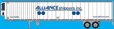 Trainworx 53 Reefer Trailer - Assembled Alliance Shippers #3 (white, blue) - N-Scale