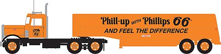 Trainworx Peterbilt 351 Tractor w/32 Tank Trailer - Assembled Phillips 66 (orange, black) - N-Scale