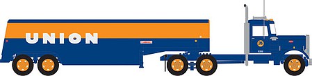 Trainworx Peterbilt 351 Tractor w/32 Tank Trailer - Assembled Union 76 (blue, orange) - N-Scale