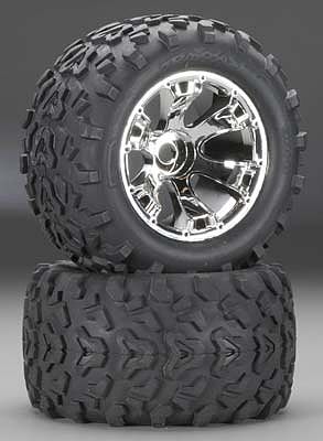Traxxas Geode Chrome Wheels,T-Maxx Tires(2)-Rev 3.3(5309)