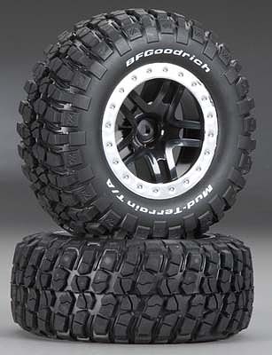Traxxas Tire/Wheel Assy Glued Split Spoke Black (2)