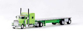 Trucks-N-Stuff Peterbilt 389 Tractor with 48' Spread-Axle Flatbed Trailer Assembled Lime Green Trucks-N-Stuff Peterbilt 389 Tractor with 48' Spread-Axle Flatbed Trailer Assembled Lime Green