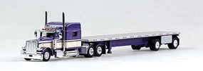 Trucks-N-Stuff Peterbilt 389 Tractor with 48' Spread-Axle Flatbed Trailer Assembled Purple, White Trucks-N-Stuff Peterbilt 389 Tractor with 48' Spread-Axle Flatbed Trailer Assembled Purple, White