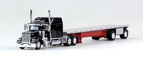 Trucks-N-Stuff Kenworth W900L Tractor with 48' Spread-Axle Flatbed Trailer Assembled Black, Red Trucks-N-Stuff Kenworth W900L Tractor with 48' Spread-Axle Flatbed Trailer Assembled Black, Red