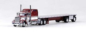 Trucks-N-Stuff Kenworth W900L Tractor with 48' Spread-Axle Flatbed Trailer Assembled Radiant Fire Red, White Trucks-N-Stuff Kenworth W900L Tractor with 48' Spread-Axle Flatbed Trailer Assembled Radiant Fire Red, White