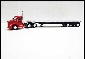 Trucks-N-Stuff Kenworth T680 Day-Cab Tractor with Flatbed Trailer Assembled Lonestar (red, silver, black) Trucks-N-Stuff Kenworth T680 Day-Cab Tractor with Flatbed Trailer Assembled Lonestar (red, silver, black)