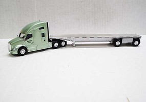 Trucks-N-Stuff Kenworth T680 Sleeper-Cab Tractor with Flatbed Trailer Assembled Central Oregon Truck (light green, silver) Trucks-N-Stuff Kenworth T680 Sleeper-Cab Tractor with Flatbed Trailer Assembled Central Oregon Truck (light green, silver)