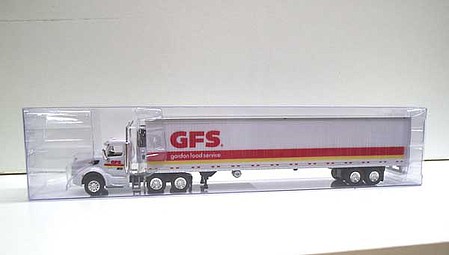 Trucks-N-Stuff Peterbilt 579 Day Cab Tractor with 53 Reefer Trailer - Assembled Gordon Food Service (white, red, yellow, Large GFS)