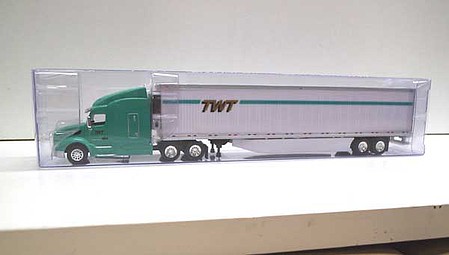 Trucks-N-Stuff Peterbilt 579 Sleeper Cab Tractor with 53 Reefer Trailer - Assembled TWT (green, white)