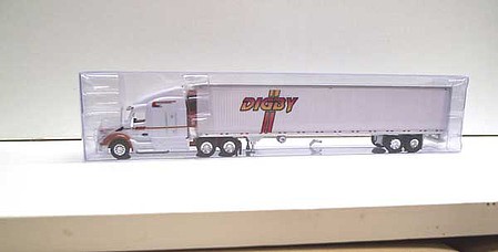 Trucks-N-Stuff Peterbilt 579 Sleeper Cab Tractor with 53 Reefer Trailer - Assembled Digby (white, red, yellow)