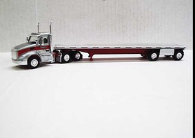 Trucks-N-Stuff Peterbilt 579 Day-Cab Tractor with Flatbed Trailer Assembled Gigli Hay (silver, red) Trucks-N-Stuff Peterbilt 579 Day-Cab Tractor with Flatbed Trailer Assembled Gigli Hay (silver, red)