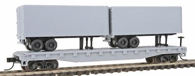 Trainman Piggyback Flat Car w/2 Trailers - Undecorated N Scale Model Train Freight Car #37400