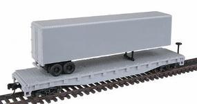 Trainman 50' Flatcar w/40' Trailer Ready to Run Undecorated N Scale Model Train Freight Car #3770 Trainman 50' Flatcar w/40' Trailer Ready to Run Undecorated N Scale Model Train Freight Car #3770