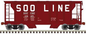 Trainman PS-2 2-Bay Covered Hopper Ready to Run Soo Line 6845 (Boxcar Red, white, Squared Billboard Lettering) N-Scale