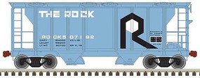 Trainman PS-2 2-Bay Covered Hopper Ready to Run Rock Island 507134 (blue, black, white) N-Scale