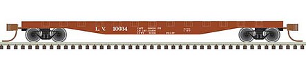 Trainman 50 Steel Flatcar with Stakes - Ready to Run Lehigh Valley 10048 (Boxcar Red, white) - N-Scale