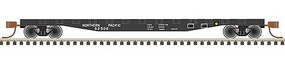 Trainman 50' Steel Flatcar with Stakes Ready to Run Northern Pacific 62506 (black, white) N-Scale