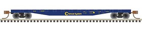 Trainman 50' Steel Flatcar with Stakes Ready to Run Chessie System 216580 (blue, yellow) N-Scale