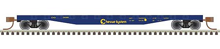 Trainman 50 Steel Flatcar with Stakes - Ready to Run Chessie System 216605 (blue, yellow) - N-Scale