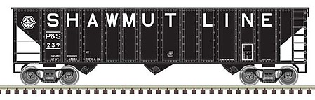 Trainman 90-Ton 3-Bay Hopper with Load - Ready to Run Pittsburgh and Shawmut 207 (black, white) - N-Scale