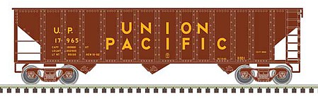 Trainman 90-Ton 3-Bay Hopper with Load - Ready to Run Union Pacific 18043 (Boxcar Red, yellow) - N-Scale