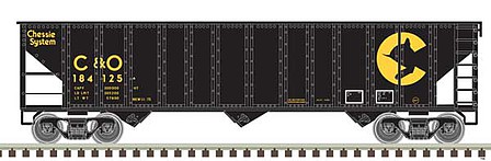 Trainman 90-Ton 3-Bay Hopper with Load - Ready to Run Chessie System C&O 183121 (black, yellow) - N-Scale