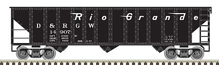 Trainman 90-Ton 3-Bay Hopper with Load - Ready to Run Denver & Rio Grande Western 14638 (black, white) - N-Scale