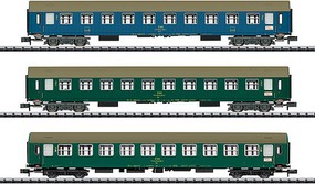 Trix 2 Type UIC Y 2nd Class Coach and Slumbercoach Set Ready to Run Minitrix Czech Railroad CD (Era IV, Baltic-Orient Express Schemes) N-Scale Trix 2 Type UIC Y 2nd Class Coach and Slumbercoach Set Ready to Run Minitrix Czech Railroad CD (Era IV, Baltic-Orient Express Schemes) N-Scale
