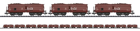 Trix Type Oot/Ootz 44Erz Ir Ore Hopper w/Load 12-Pack - Ready to Run German Federal Railroad DB (Era III 1952, Boxcar Red)