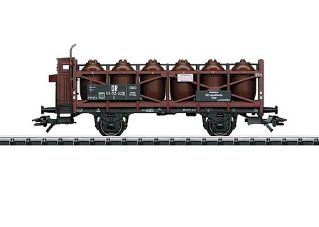 Trix 2-Axle Acid Canister Transport Car - Ready to Run German State Railroad DR (Era III 1960, Boxcar Red, black)
