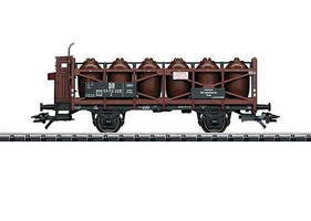 Trix 2-Axle Acid Canister Transport Car Ready to Run German State Railroad DR (Era III 1960, Boxcar Red, black)