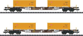 Trix Type Sgns Flatcar with KLV Tub Load 2-Pack Ready to Run AAE 2 (Era VI 2014, Boxcar Red, yellow KLV Tubs, Stuttgart 21)