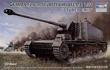 Trumpeter German 12.8cm Tank Destroyer L/61 Sturer Emil Plastic Model Military Kit 1/35 Scale #00350