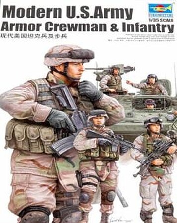 Trumpeter US Modern Army Crewmen & Infantry Figure Set Plastic Model Kit 1/35 Scale #00424