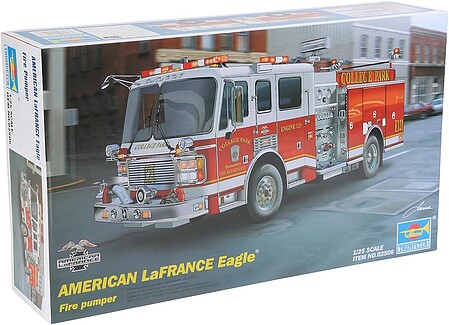 Trumpeter 02 American LaFrance Eagle Fire Pumper Plastic Model FIretruck Kit 1/25 Scale #02506