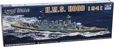 Trumpeter HMS Hood British Battleship 1941 Plastic Model Military Ship 1/700 Scale #05740