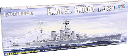 Trumpeter HMS Hood British Battleship 1931 Plastic Model Military Ship 1/700 Scale #05741