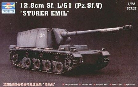 Trumpeter German 12.8cm Sf.L/61 (Pz.Sf.V) Sturer Emil Tank Plastic Model Kit 1/72 Scale #07210