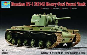 Trumpeter Russian KV1 Mod 1942 Tank (Heavy Cast Turret) Plastic Model Kit 1/72 Scale #07231