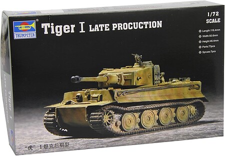 Trumpeter German Tiger I Tank Late Production Plastic Model Military Vehicle Kit 1/72 Scale #07244