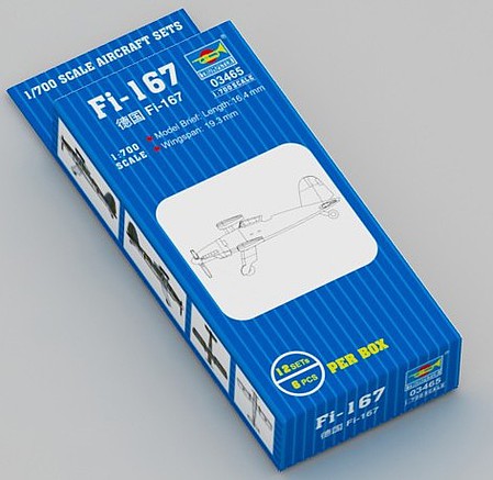 Trumpeter Fi167 Aircraft Set (12/Box)(New Tool)(OCT) Plastic Model Airplane Kit 1/700 Scale #3465