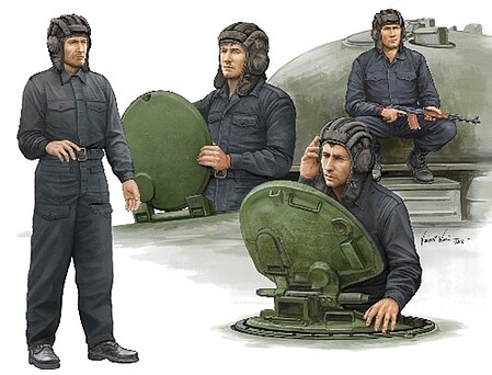 Trumpeter Soviet Tank Crew Figure Set (4) Plastic Model Military Vehicle Kit 1/35 Scale #435
