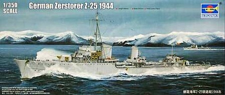 Trumpeter German Zerstorer Z25 Destroyer 1944 Plastic Model Military Ship 1/350 Scale #5321