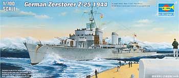 Trumpeter German Zerstorer Z-25 Destroyer 1944 Plastic Model Military Ship 1/700 Scale #5787