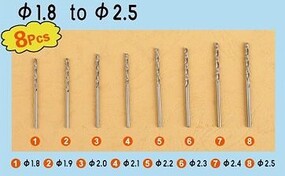 Trumpeter Twist Drilling Auger Bit Set #3 1.8mm-2.5mm (8) Hand Drill Tap and Die #9956