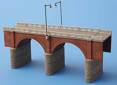 Tomy Brick Arch Road Bridge w/Piers Kit N Scale Model Railroad Bridge #208655