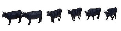 Tomy Black Cows (6) N Scale Model Railroad Figure #224860